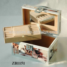 New arrival aluminum jewellery box with leather skin and a removable tray inside